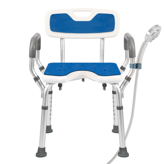 Shower Chair with Arms and Back Heavy Duty 330lbs, Shower Chair for Inside Shower, Shower Seat for Inside Shower Bathroom Chair with Cutout Seat & Cold-Proof Pads, Tools-Free Assembly