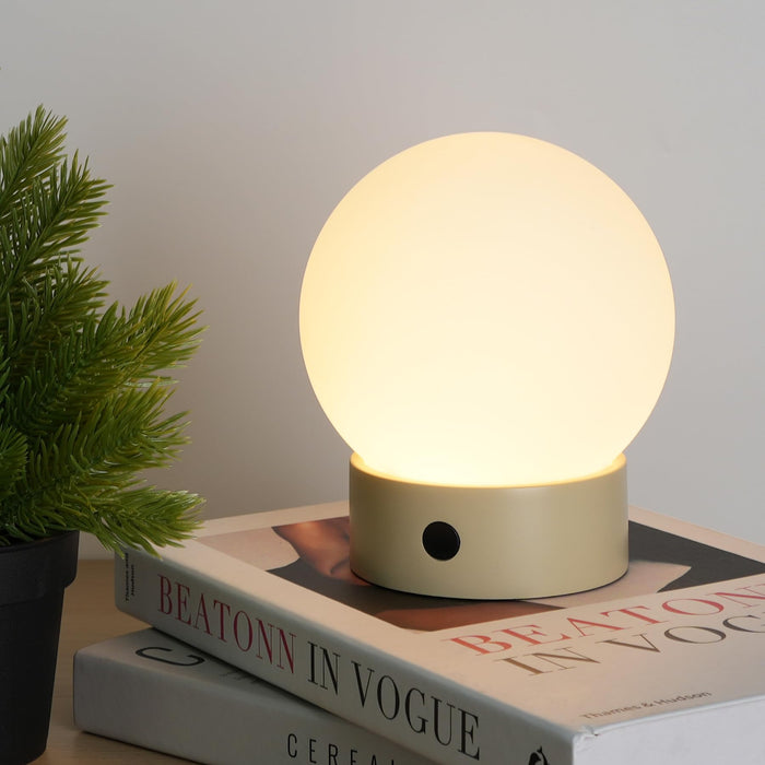 WEILAILUX Small Cute Cordless Table Lamp Rechargeable, Battery Operated Shower Lamp Waterproof, Touch Dimmable Globe Ambient Light for Outdoor/Bedside/Patio/Dining (Khaki)
