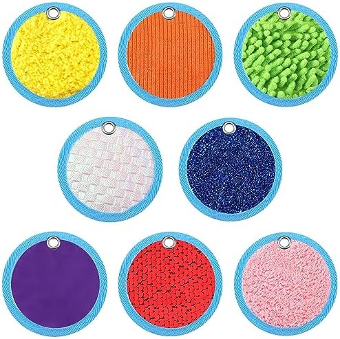 Boao 8 Set Mini Sensory Mats Assorted Textured Play Mats Sensory Floor Tiles Educational Tactile Toys for Activity(4 Inch,Round)