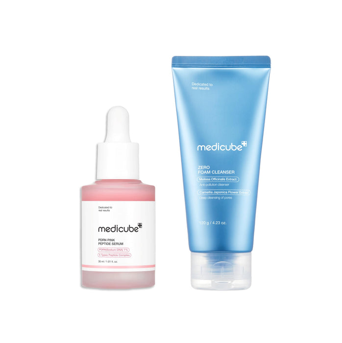 medicube Gentle Daily Skin Care Set: Zero Foam for Sebum Control and Salmon DNA PDRN Pink Peptide Serum