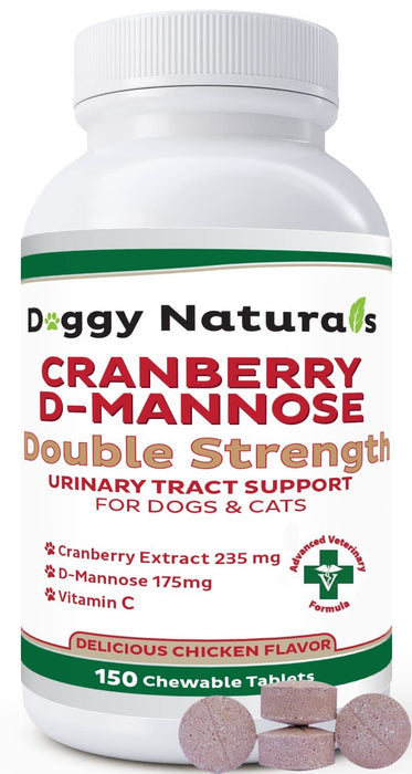 Cranberry D-Mannose for Dogs and Cats Urinary Tract Infection Support Prevents and Eliminates UTI, Bladder Infection Kidney Support, Antioxidant (Double Strength Tablet, 150 Count)GET 20% OFF STOREWIDE!