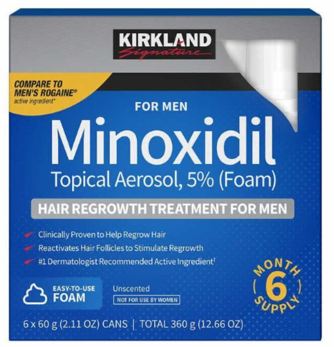Kirkland Signature 778152 Kirkland Hair Regrowth Treatment 5% Minoxidil Foam for Men - 6 Months Supply