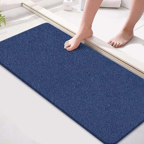Loofah Shower Mat - Non Slip, 15.7x36 Inch, Anti Slip Foot Scrubber Mat - Blue