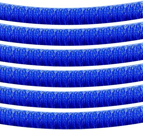 6 Pack 10 Feet Foil Fringe Garland Metallic Tinsel Streamers Banner Wall Hanging Curtain Backdrop Banner for Parade Floats, Thanksgiving, Christmas, Birthday, Halloween Party Decorations(Blue)