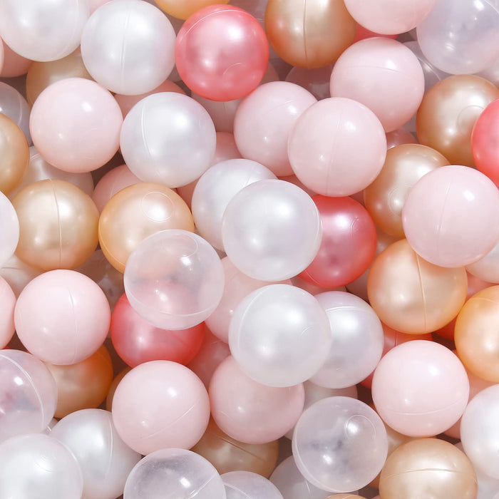 Retros Market Ball Pit Balls Pack of 100 - Pearl 6 Colors BPA&Phthalate Free Non-Toxic Crush Proof Play Balls Soft Plastic Balls for 1-5Years Old Toddlers Girl Kids Birthday Pool Playpen Tent Party