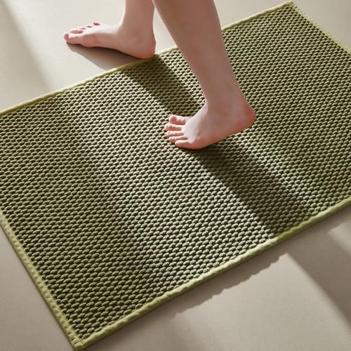 Bathroom Rugs Non Slip Washable, Super Absorbent Thin Bath Mat Small Quick Dry Low Pile Bathroom Rug, Sage 16"x24"