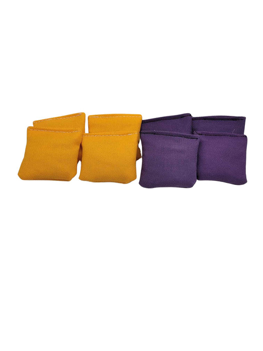 2 inch purple and yellow tabletop mini bean bags cornhole bean bag toss