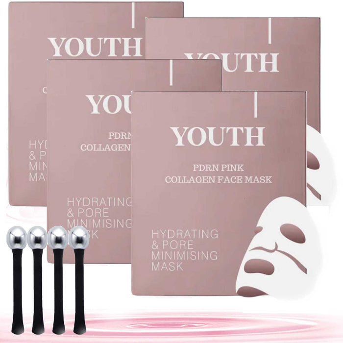 YOUTH PDRN Pink Collagen Face Mask, Youth Salmon Pdrn Pink Collagen Gel Mask, YOUTH PDRN with Salmon DNA For Glass Glow Skin Elasticity Improvement, Hydrating (34gx16ea)