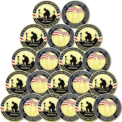 20 Pcs Military Challenge Coins Veteran Thank You for Your Service Coins Veterans Day Gifts Military Challenge Gifts Bulk for Men Women Presents(Simple)