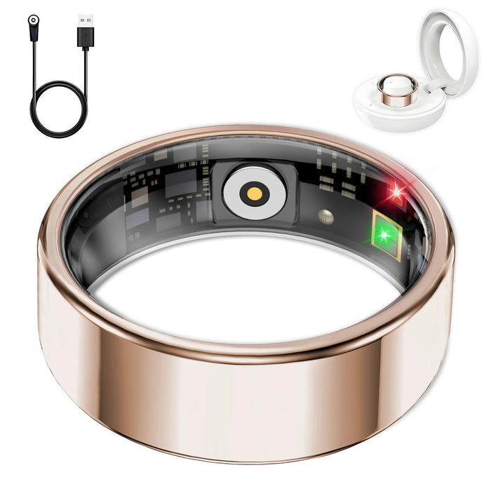Smart Ring for Women Men, Sleep Tracker Ring, Waterproof Fitness Tracker Health Rings with Heart Rate Monitoring, Blood Oxygen,Stress Distance Calories Steps Tracking,No Subscription Fee(Rose Gold,#8)