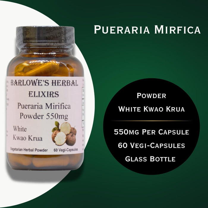 Pueraria Mirifica | 550 mg Per Capsule | Promotes Natural Beauty, Skin Elasticity & Hair Health | 60 Veggie Capsules | Non-GMO | Stearate Free | Glass Bottle