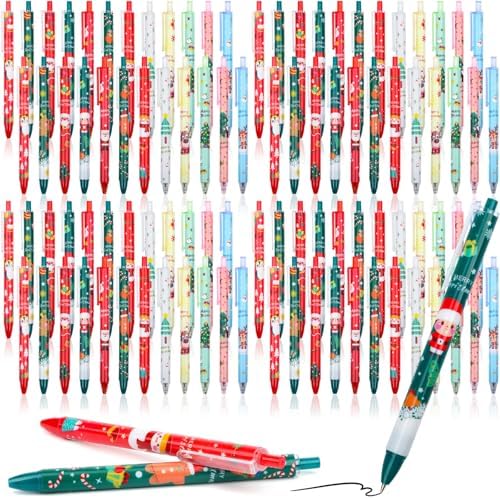72 Pcs Christmas Ballpoint Pen Cute Christmas Gel Ink Pens Retractable Xmas Holiday Pens Bulk for Xmas Teacher School Supplies Students Gift Rewards Adults Coworkers Office Party Supplies