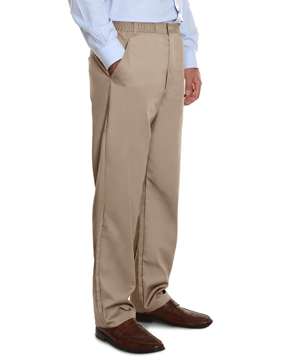Pembrook Mens Elastic Waist Pants for Seniors - Adaptive Mens Pants for Elderly with Zipper and Button | Elastic Waist Pants for Men | Senior Elastic Waist Pants TanGET 20% OFF STOREWIDE!