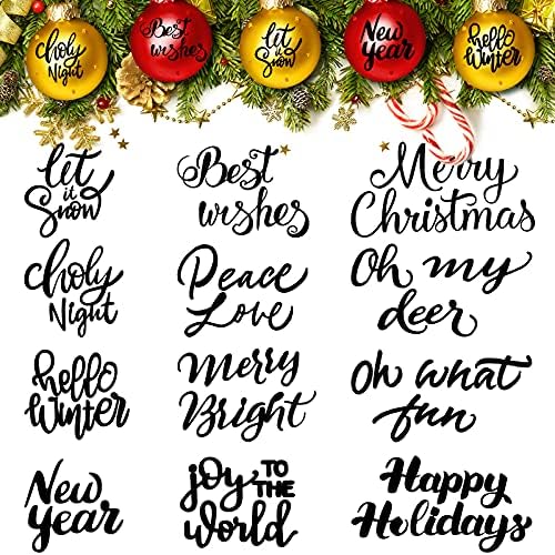 Chinco 24 Pcs Christmas Word Stickers for Crafts Christmas Vinyl Stickers Xmas Holiday Letter Decals for Ornament Ball Glass Jars Ball Bottle Wood Wall Decor
