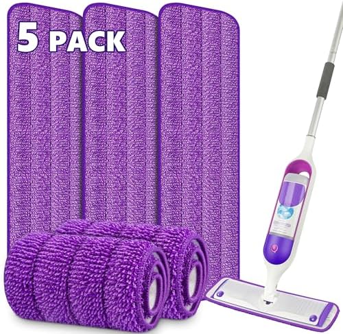 5 Pack Reusable Mop Pads for Swiffer PowerMop, Power Mop Pads 15'' Microfiber Refills for Hardwood Floor Cleaning, Machine Washable Dry Wet Use for All Floor Types