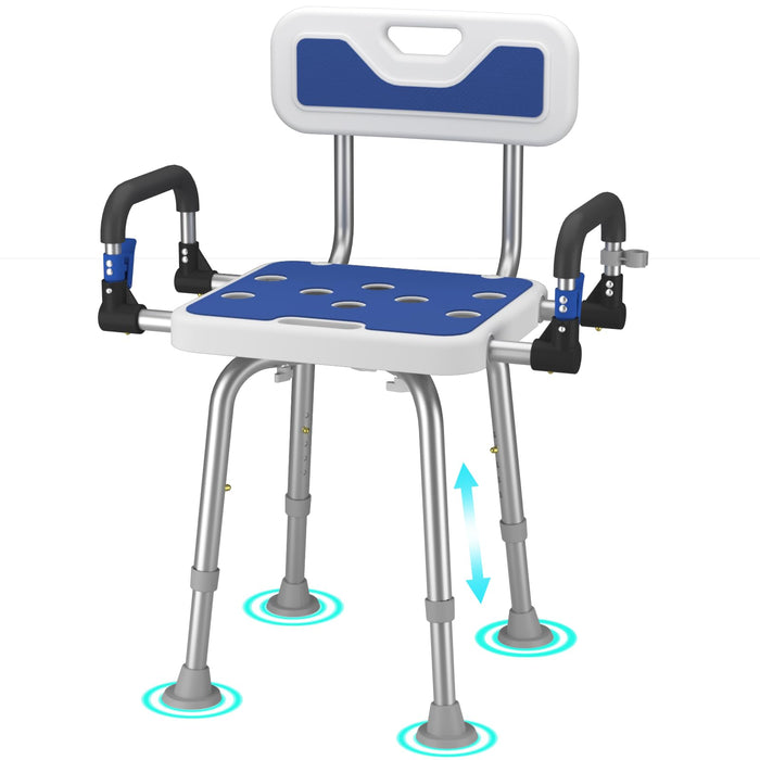 Shower Chair for Seniors Elderly Handicap Disabled Or Bariatric Adults Heavy Duty 500 Lbs Adjustable Stool with Arms and Back Bench Seat for Inside Shower Stall and Bathroom Bath Tub Chairs