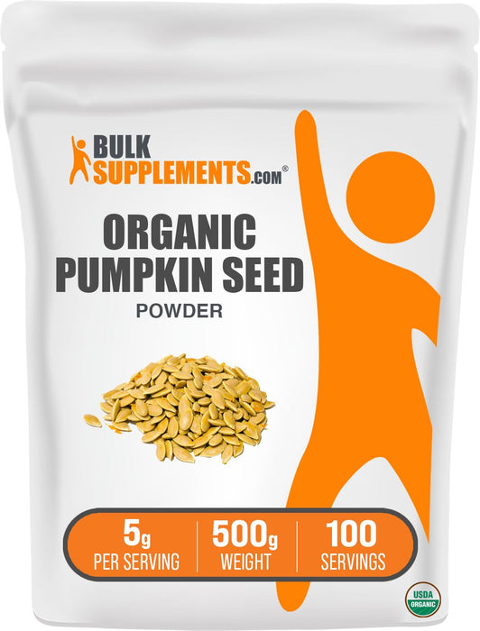 Bulk Supplements Organic Pumpkin Seed Powder - Pumpkin Supplement, from Organic Pumpkin Seeds, Pumpkin Powder - Vegan & Gluten Free, 5g per Serving, 500g (1.1 lbs) (Pack of 1)
