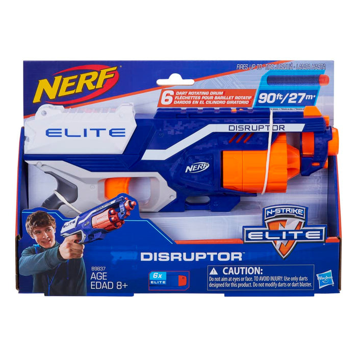 Retros Market Disruptor Elite Blaster - 6-Dart Rotating Drum, Slam Fire, Includes 6 Official Nerf Elite Darts - for Kids, Teens, Adults (Amazon Exclusive)