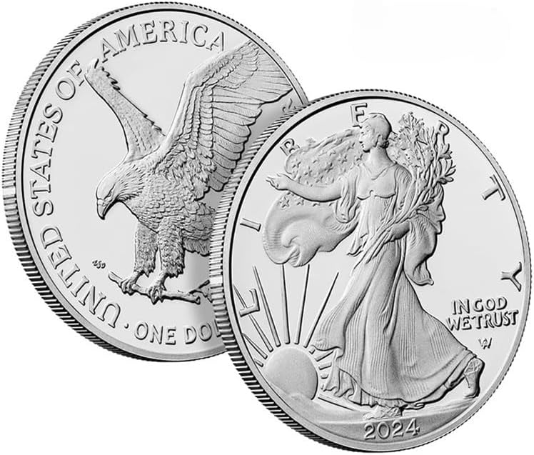 50Pcs 2021-2024 US Coins 1oz The United States Statue of Liberty Silver Plated Coins - Nonmagnetic (2024 (50Pcs))