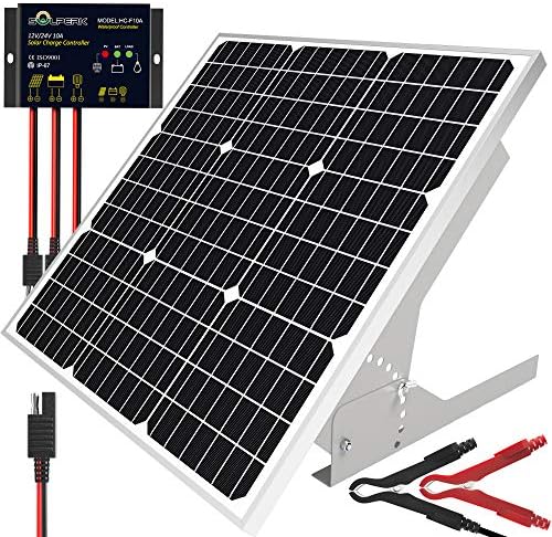 SOLPERK 50W/12V Solar Panel Kit, Solar Battery Trickle Charger Maintainer + Waterproof Controller + Adjustable Mount Bracket for Automotive Motorcycle Boat Marine RV Camping Roof