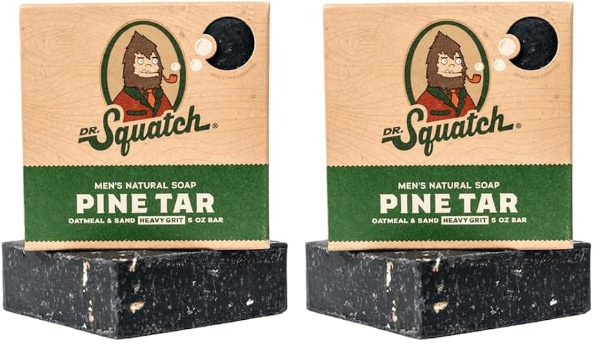 Dr. Squatch All Natural Bar Soap for Men with Heavy Grit, Pine Tar (Pack of 2)