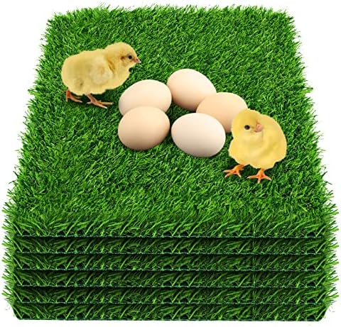 6 Pack Chicken Nesting Box Pads - Washable Artificial Grass Nesting Pads - Chicken Nesting Pads for Chicken Coop and Pet Garden Lawn Indoor Outdoor 12"×12"×1"