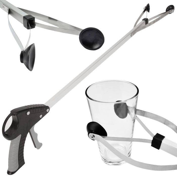 Vive Suction Cup Grabber Reacher 32" - Elderly Grab It Reaching Pickup Tool Heavy Duty for Seniors - Trash, Sticks, Litter Picker Upper - Extra Long Reach Handle & Handy Extension Arm Claw