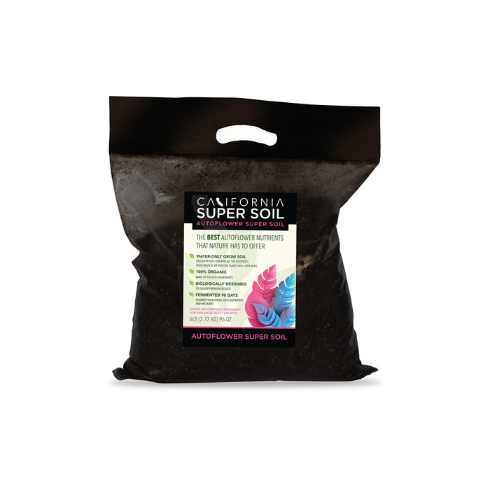 THEBUDGROWER California Super Soil Premium 100% Organic Autoflower Super Soil - 18+ Nutrient Blend - Garden Soil for Indoor Grow Kit - 6Lbs Bag - Grows 2 Plants