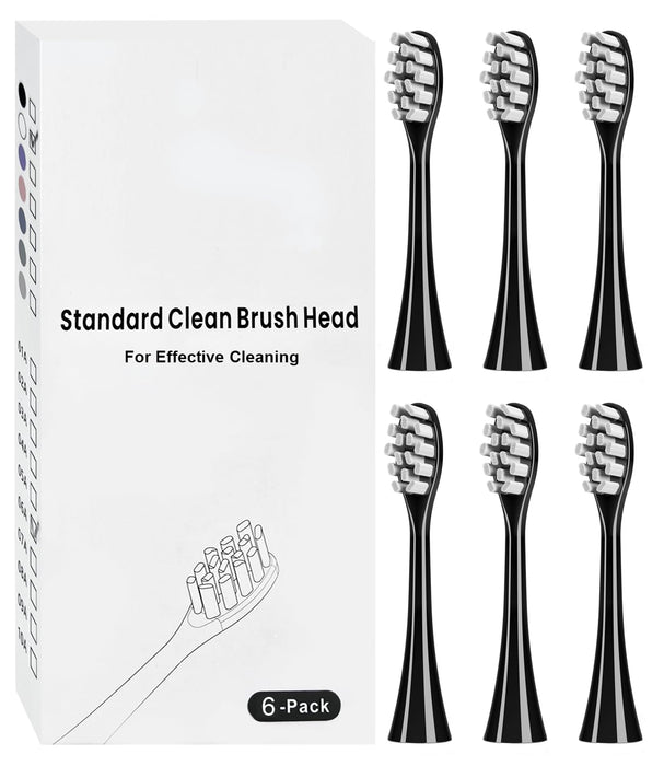 6 Pack Replacement Brush Heads Compatible with Suri Electric Toothbrush for Suri Replacement Toothbrush Heads, Black