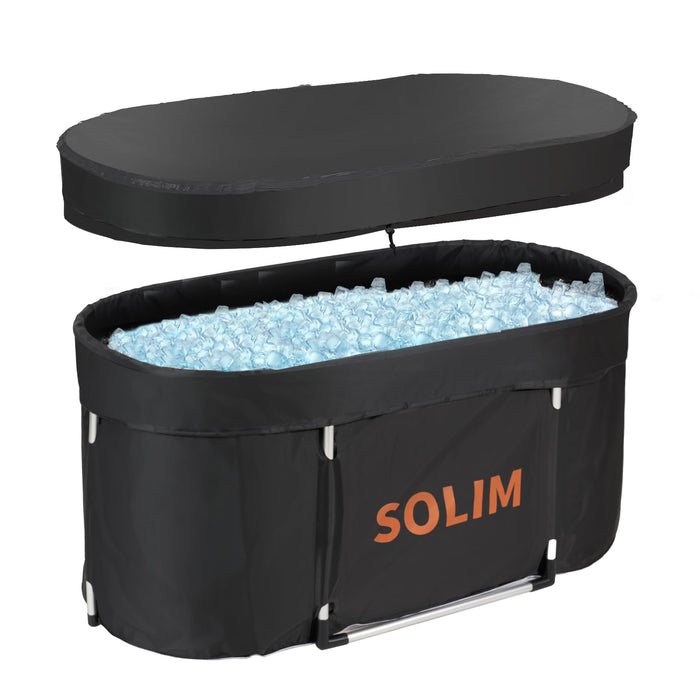 Portable Cold Plunge Tub, Ice Bath Tub For Athletes Adults, Large Oval Cold Water Dip and Recovery, 129 Gal Inflatable Bathtub Collapsible With Cover For Outdoor Garden Yard Gym