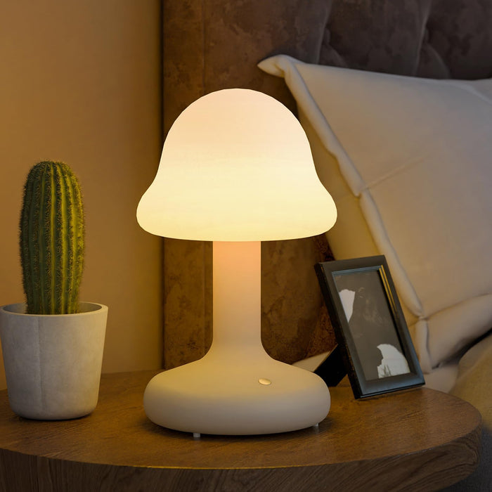 uuffoo Mushroom Table Lamp with Touch Dimmable - Cordless Rechargeable Mushroom Night Light, IP44 Water-Resistant & Portable Shower Lamp for Patio, Garden, Camping, Bedroom, Living Room and Outdoor