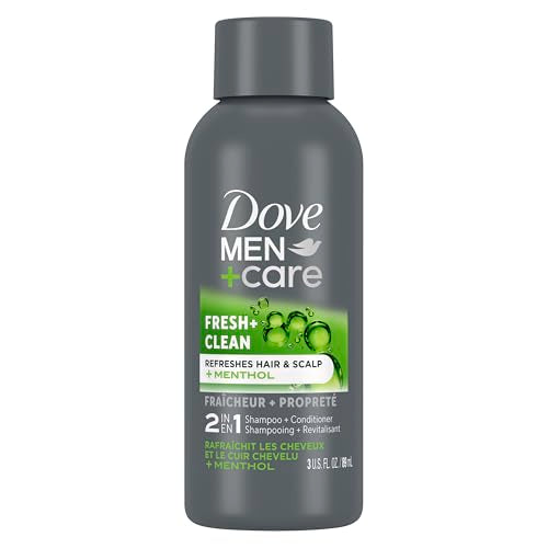 DOVE MEN + CARE Fortifying 2 in 1 Shampoo and Conditioner for Normal to Oily Hair Fresh and Clean with Caffeine Helps Strengthen Thinning Hair 3 oz (Pack of 12)