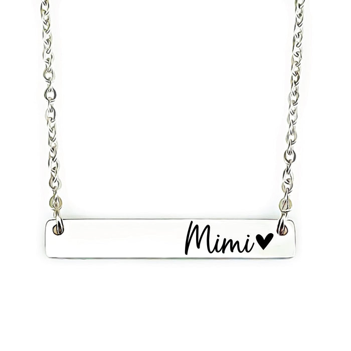 Mimi Bar Necklace Gift Christmas Birthday Silver Mimi From Grandkids Grandma Mimi FBA-FAMILY-BAR-NECK (Silver, Mimi)