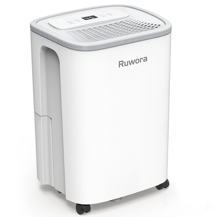 Dehumidifier for Home, Dehumidifier 4500 Sq.Ft 50 Pint, Dehumidifiers with Drain Hose, 0.66 Gallon Water Tank, RUWORA Dehumidifiers for Basement Bedroom Bathroom RV, 24H Timer, Overflow Protection