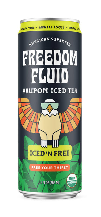 Freedom Fluid Organic Yaupon Iced Tea – Refreshing Lemon | Lightly Sweetened, Low Sugar, Low Calories, Real Brewed Tea, Clean Ingredients, Antioxidant Rich, Natural Caffeine, 12 Pack (12 oz cans)