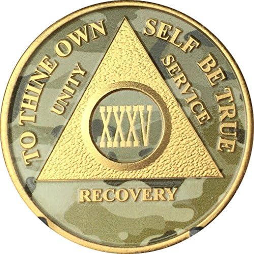 35 Year AA Medallion Camo Gold Plated Anniversary Chip Camouflage Color