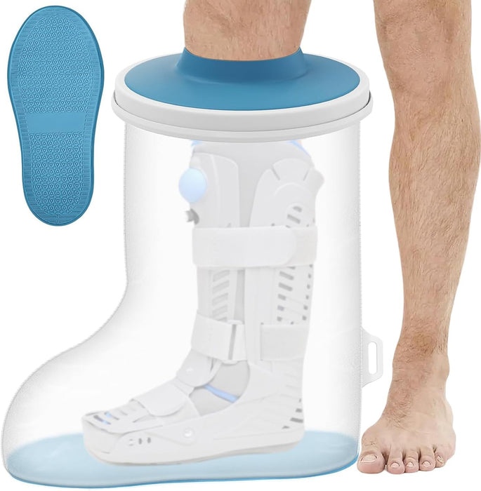 Waterproof Extra Wide Cast Covers for Shower Leg, Extra Large Foot Cast Protector with Non-Slip Bottom, Reusable Leg Cast Cover for Plus Size Adults Large Casts Surgery Shower Boots