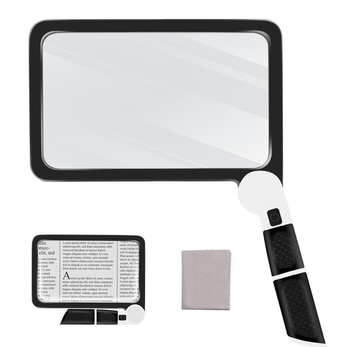 5X Magnifying Glass with Light, Lightweight Full Page Magnifier for Reading, Large Lighted Magnifier with 48 LED Light and Anti-Glare Lens, Ideal Gift for Seniors, Macular Degeneration, Low Visions