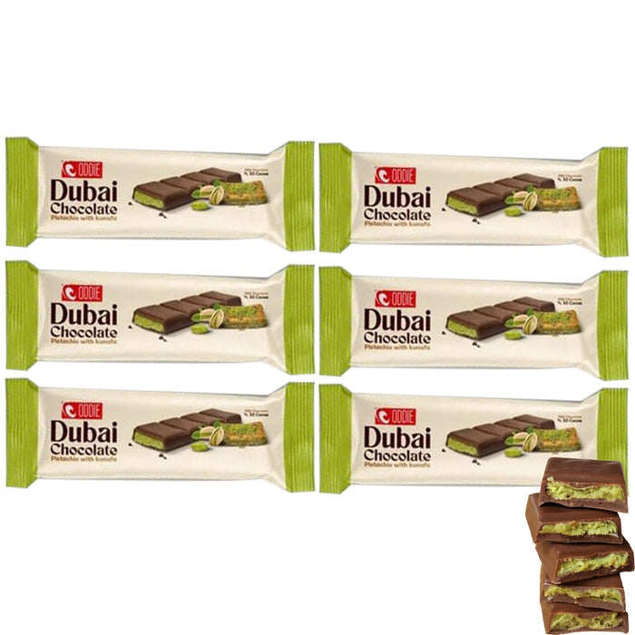 Mini Dubai Chocolate (Pack of 6) - Kunafa Pistachio Bars, 27g Each, 0.35 lbs Total – Perfect for Gifting, Fresh Daily Production, 24 Pieces with Shredded Phyllo Dough