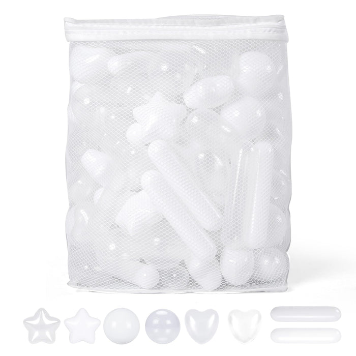Retros Market Ball Pit Balls for Baby and Toddler, 150 200 Pack White Mixed Shaped Balls Phthalate Free BPA Free Crush Proof Plastic Pit Balls Play Toys for Kids Ball Pit, Pool,Play Tent,Party