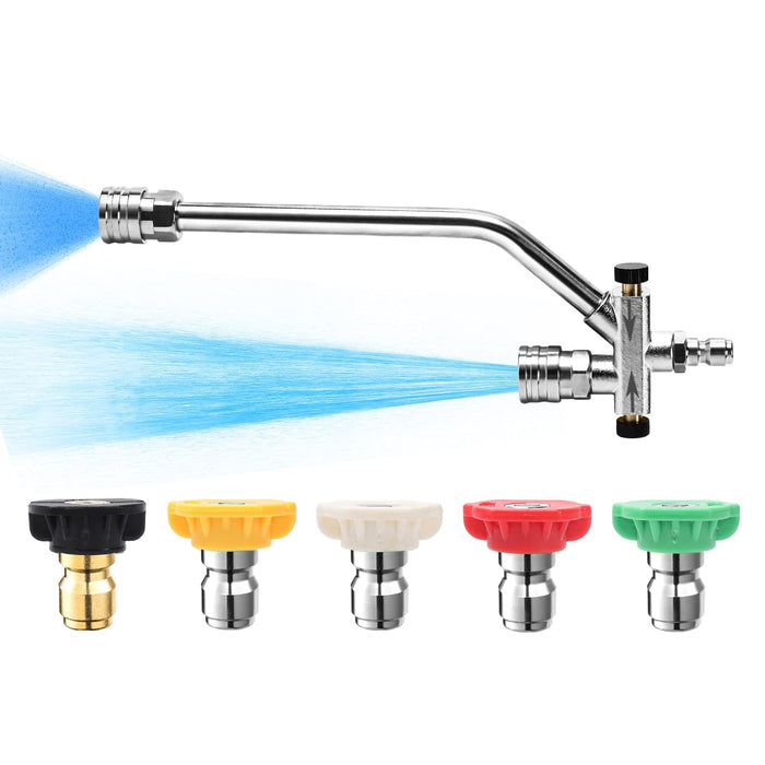 SEPLY Foam Cannon Dual Connector Accessory, Pressure Washer Double Tip Attachment for Foam Blaster with 5 Pressure Washer Sprayer Nozzles, 1/4" Quick Connect