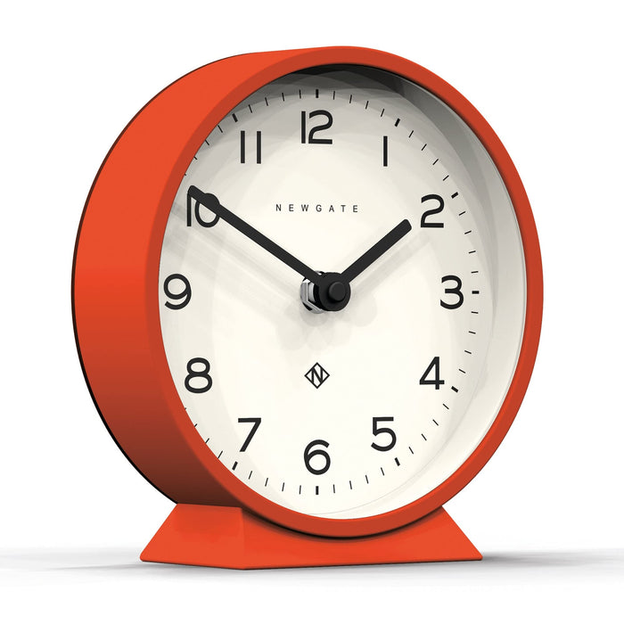 NEWGATE® M Mantel Silent Sweep Mantel Clock - 'No Tick' - A Mantelpiece Clock - Small Mantel Clock - Minimalist Dial - (Pumpkin Orange)