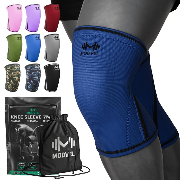 Modvel Strength 7mm Knee Sleeves (Pair) for Weightlifting & Powerlifting (USPA, IPL Approved) | High-Performance Knee Compression Support For Squats, Weight Lifting - Men and Women