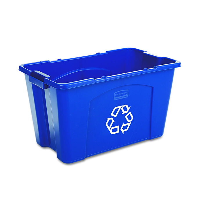 Rubbermaid Commercial Products, Recycling Bin/Box for Paper and Packaging, Stackable, 18 GAL, for Indoors/Outdoors/Garages/Homes/Commercial Facilities, Blue