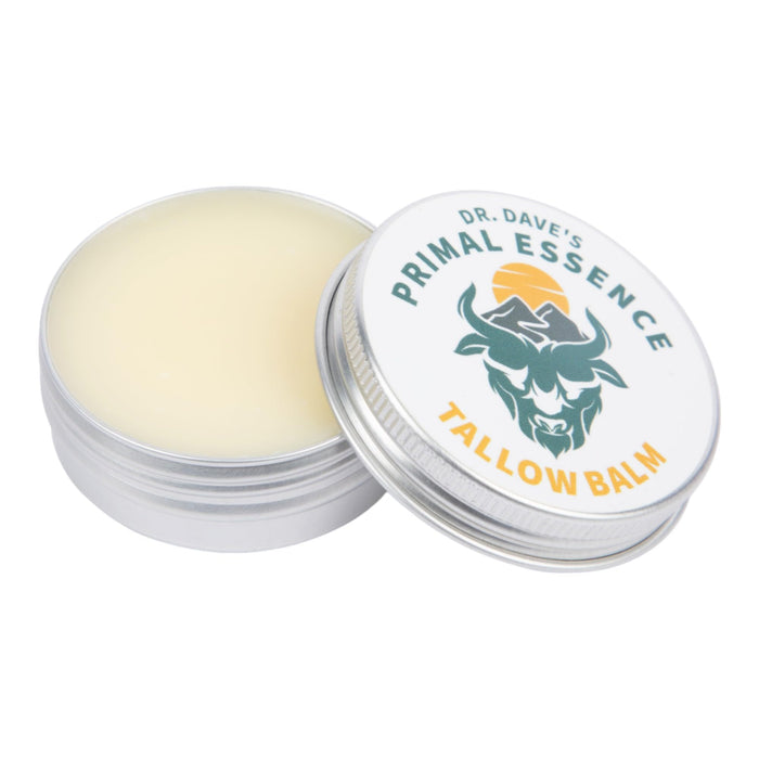 Dr. Dave's Primal Essence Beef Tallow Balm for Face and Body with Shea Butter, Organic Jojoba Oil, Honey, Beeswax - Beef Tallow Moisturizer - Unscented - 1 oz