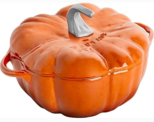 STAUB Cast Iron Dutch Oven 3.5-qt Pumpkin Cocotte with Stainless Steel Knob, Made in France, Serves 3-4, Burnt Orange