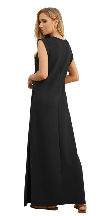 GRECERELLE Valentines Bow Dress for Women Petite Loose Split Casual Maxi Dress with Pockets (Black Red Bow, X-Small)