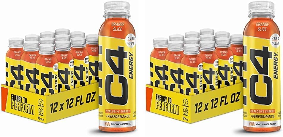 C4 Energy Non-Carbonated Zero Sugar, Pre Workout Drink + Beta Alanine, Orange Slice, 12 Fl Oz, Pack of 24