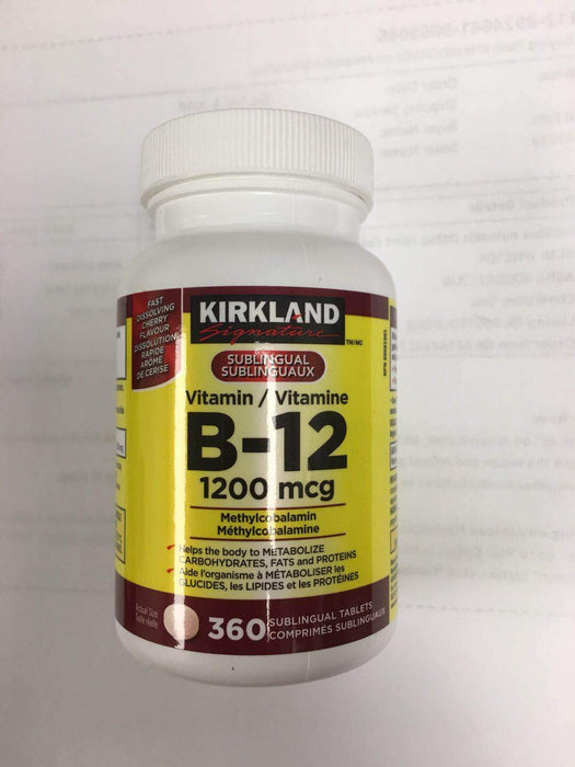 Kirkland Signature Sublingual Vitamin B12, 1200mcg Methlcobalamin, 360 Tablets
