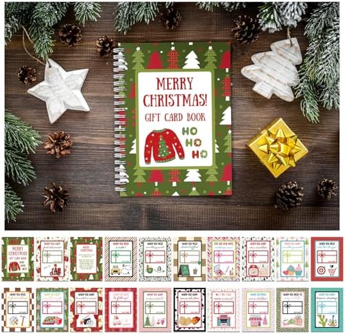 Christmas Gift Card Book 7 x 5 Inch Merry Christmas Booklet Organizer Greeting Card Album Keeper Personalized Gift for Merry Xmas Party Supplies